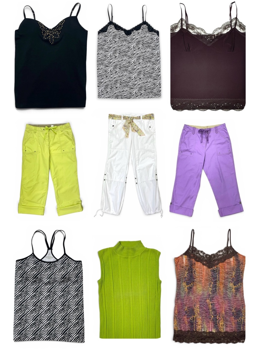 Vintage 90s Y2K Summer Clothing Bundle L XL Cargo Pants Cami Tanks 5 Lb Lot